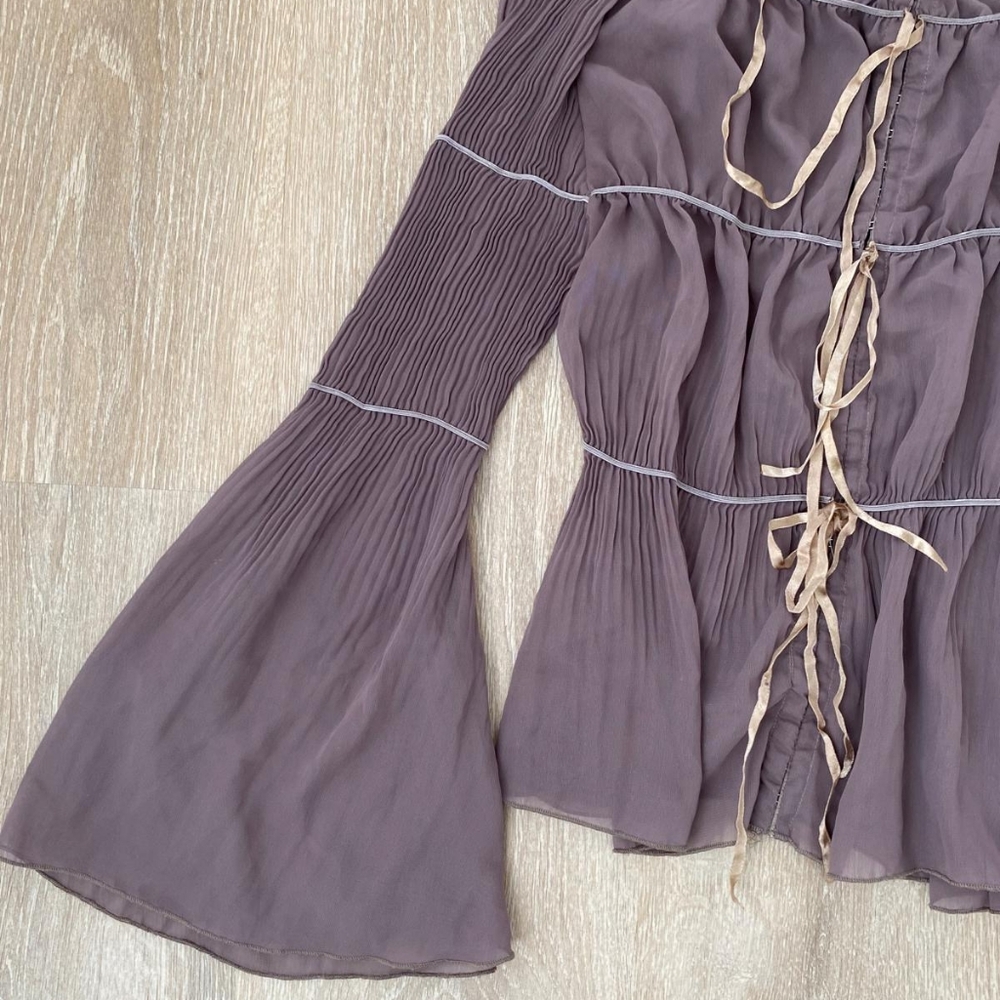 Renfaire Fantasy Elegant Brown Off-Shoulder Women's Top - Picture 6 of 10